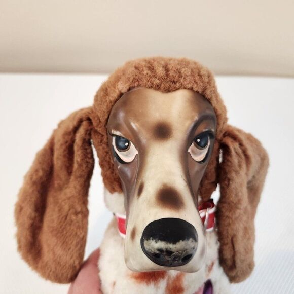 Vintage 50s Rushton Rubber Face Dog Stuffed Animal Plush Toy Basset Hound - Picture 1 of 13